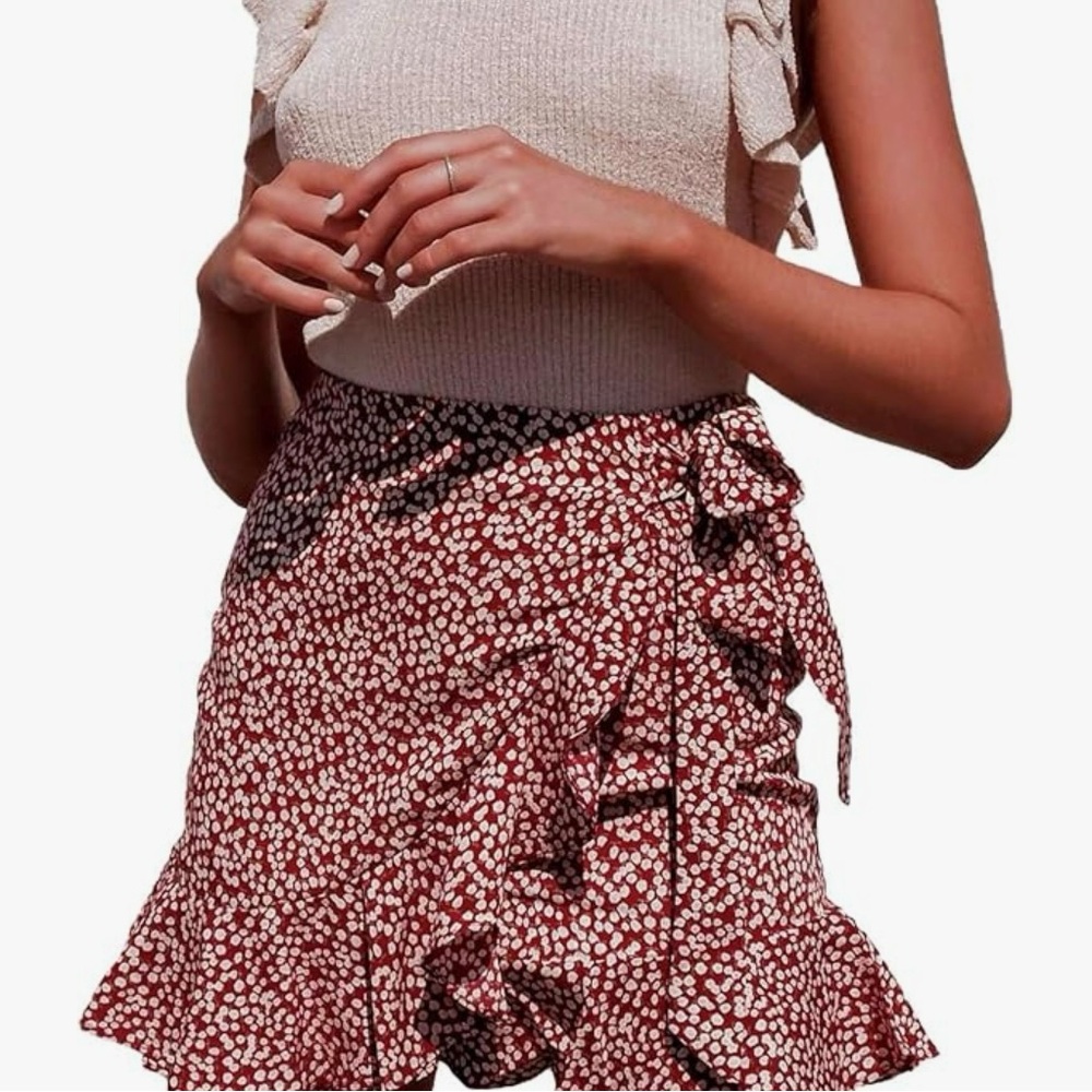 Floral Ruffle Wrap Skirt